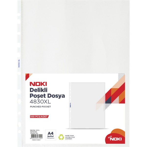 Noki Poşet Dosya Şeffaf XL 100lü A4